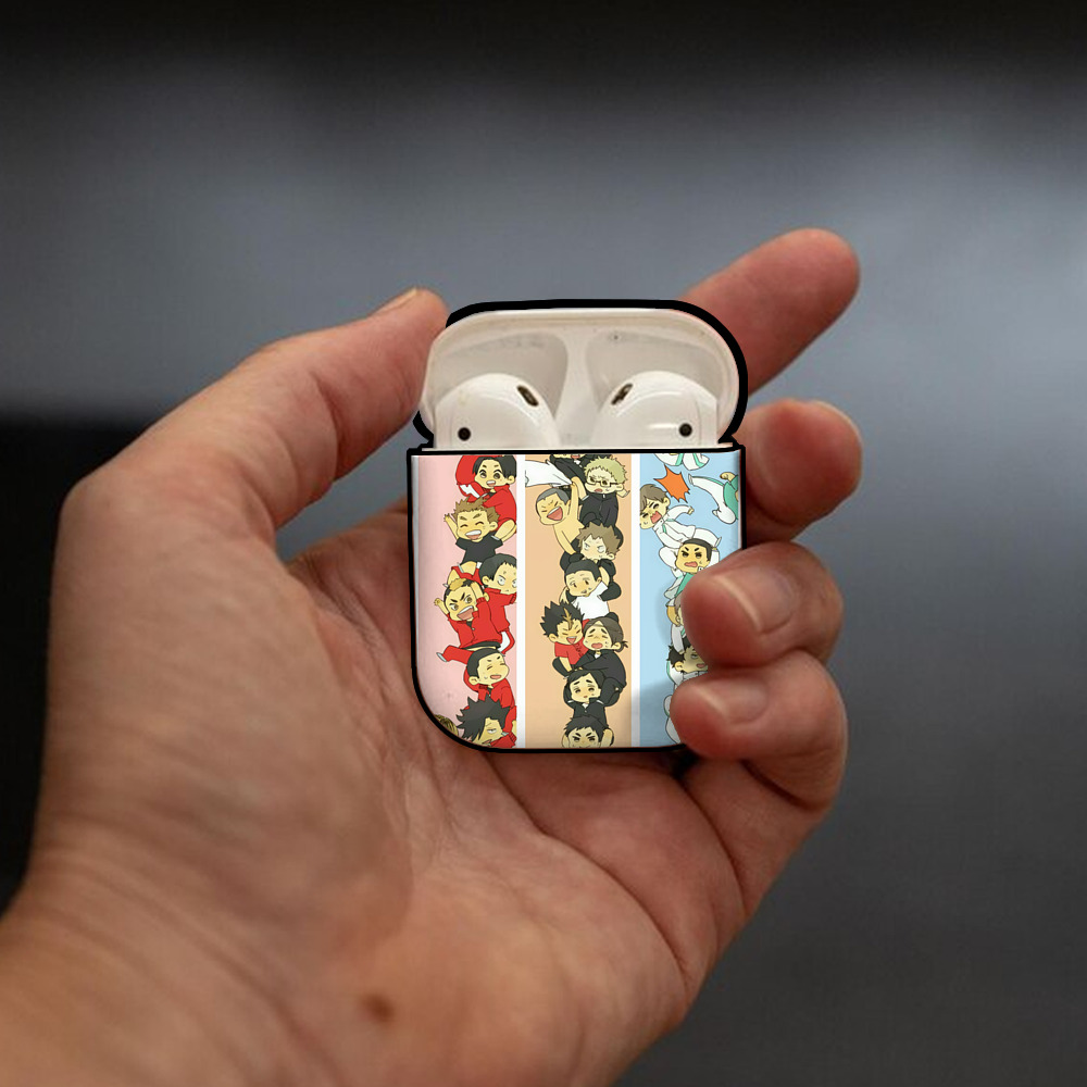ハイキュー!! Haikyu!! AirPods 第2世代保護ケース ハードシェル ブラック 耐衝撃・防指紋・カラビナ付き