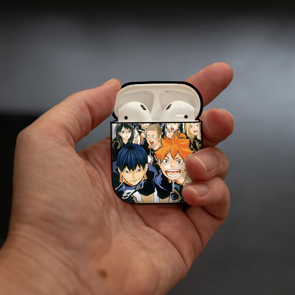 ハイキュー!! Haikyu!! AirPods 第2世代保護ケース ハードシェル ブラック 耐衝撃・防指紋・カラビナ付き