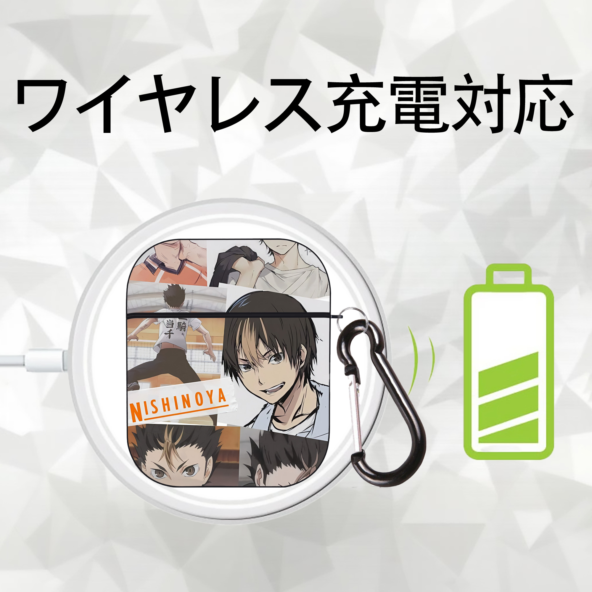 ハイキュー!! Haikyu!! AirPods 第2世代保護ケース ハードシェル ブラック 耐衝撃・防指紋・カラビナ付き