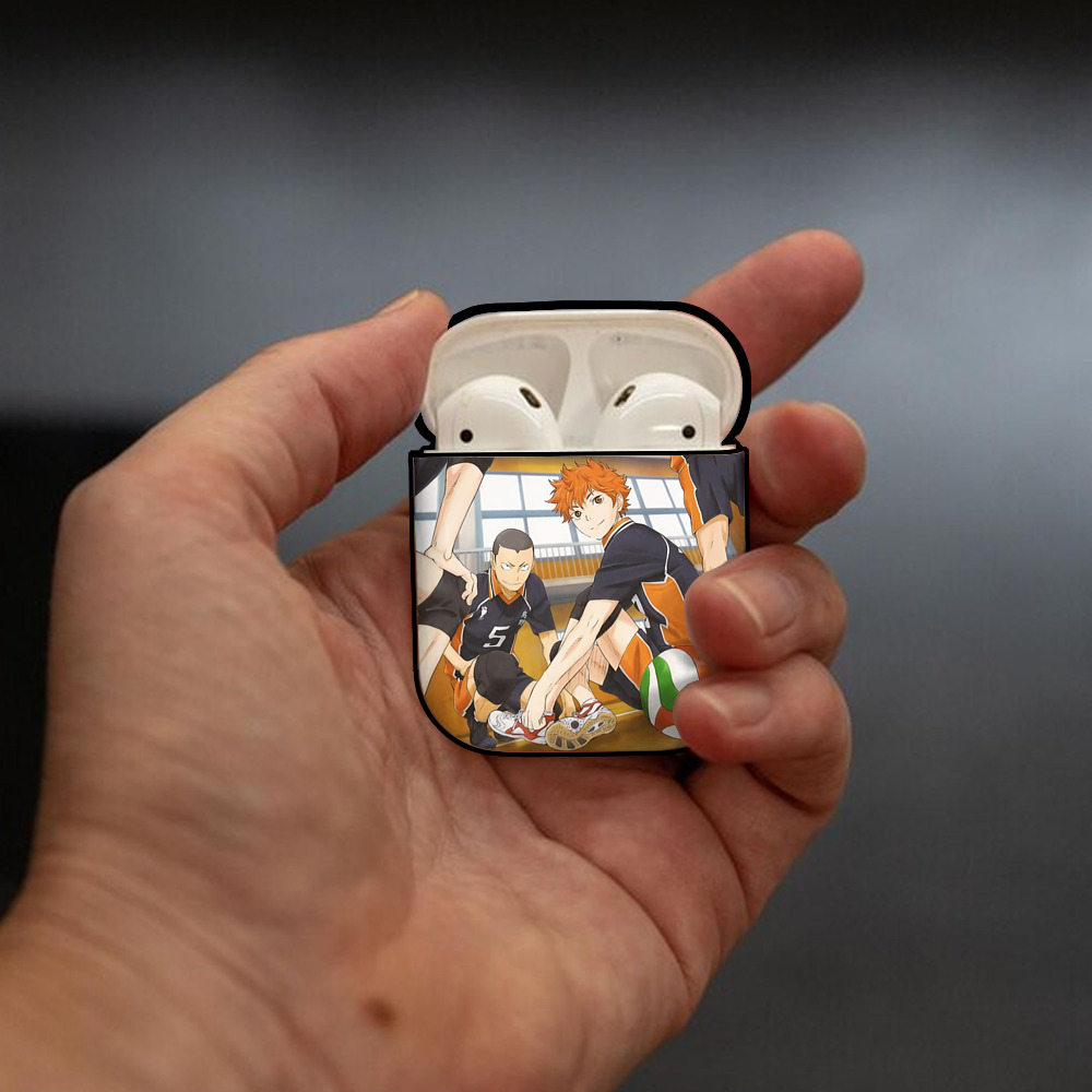 ハイキュー!! Haikyu!! AirPods 第2世代保護ケース ハードシェル ブラック 耐衝撃・防指紋・カラビナ付き