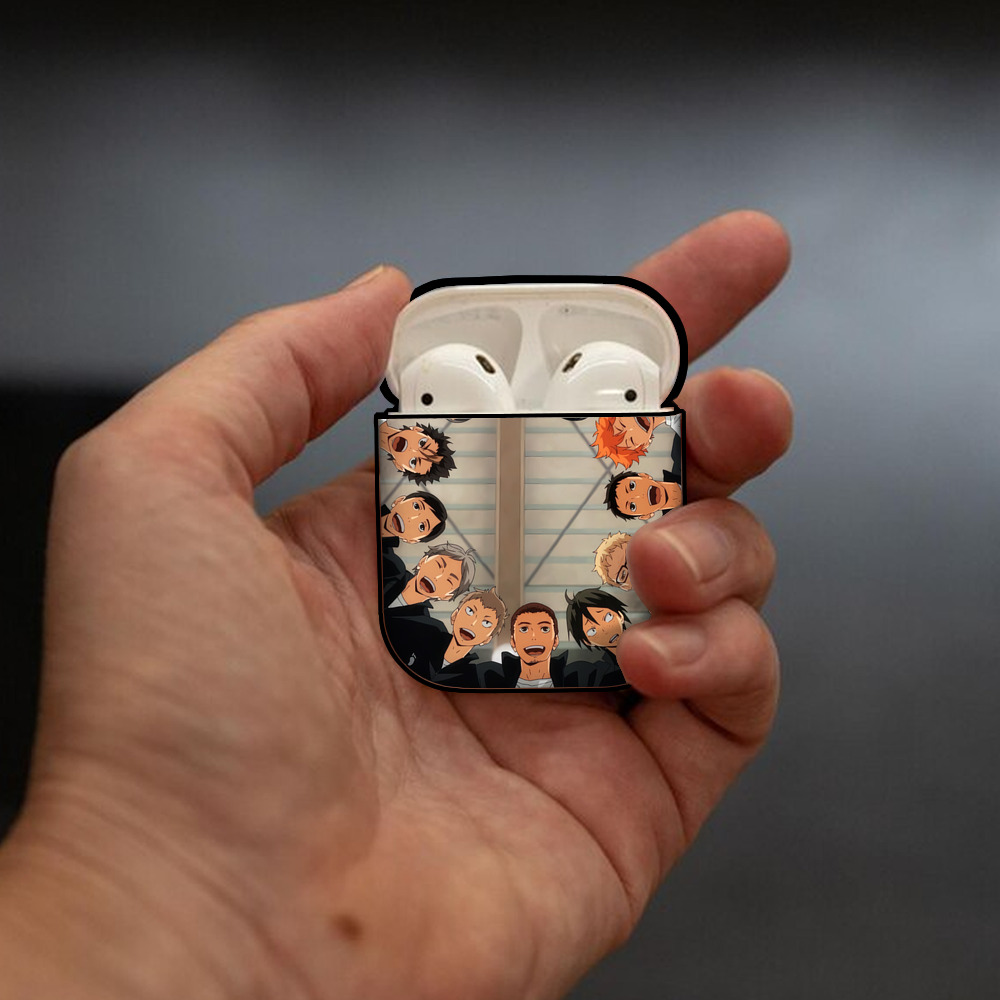 ハイキュー!! Haikyu!! AirPods 第2世代保護ケース ハードシェル ブラック 耐衝撃・防指紋・カラビナ付き