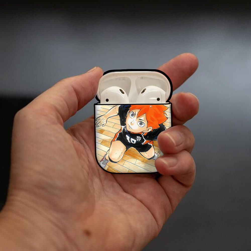 ハイキュー!! Haikyu!! AirPods 第2世代保護ケース ハードシェル ブラック 耐衝撃・防指紋・カラビナ付き