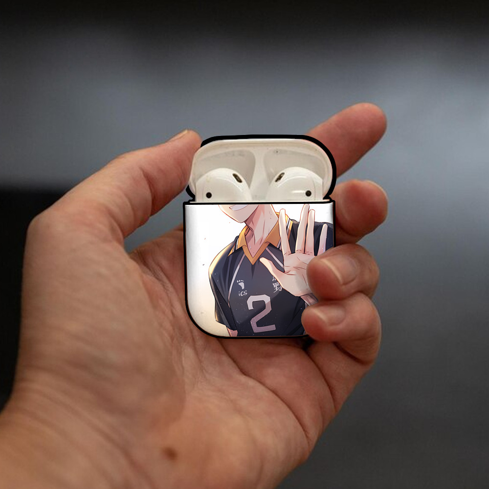ハイキュー!! Haikyu!! AirPods 第2世代保護ケース ハードシェル ブラック 耐衝撃・防指紋・カラビナ付き