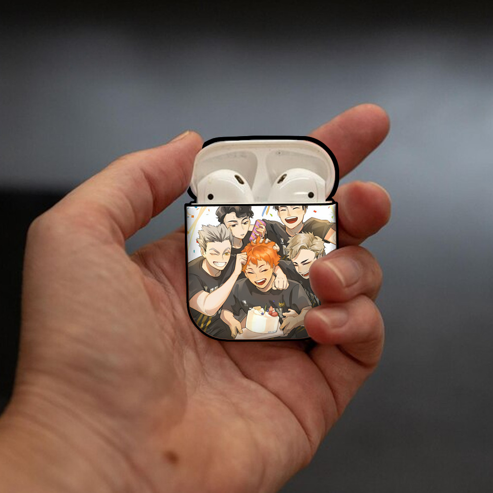 ハイキュー!! Haikyu!! AirPods 第2世代保護ケース ハードシェル ブラック 耐衝撃・防指紋・カラビナ付き