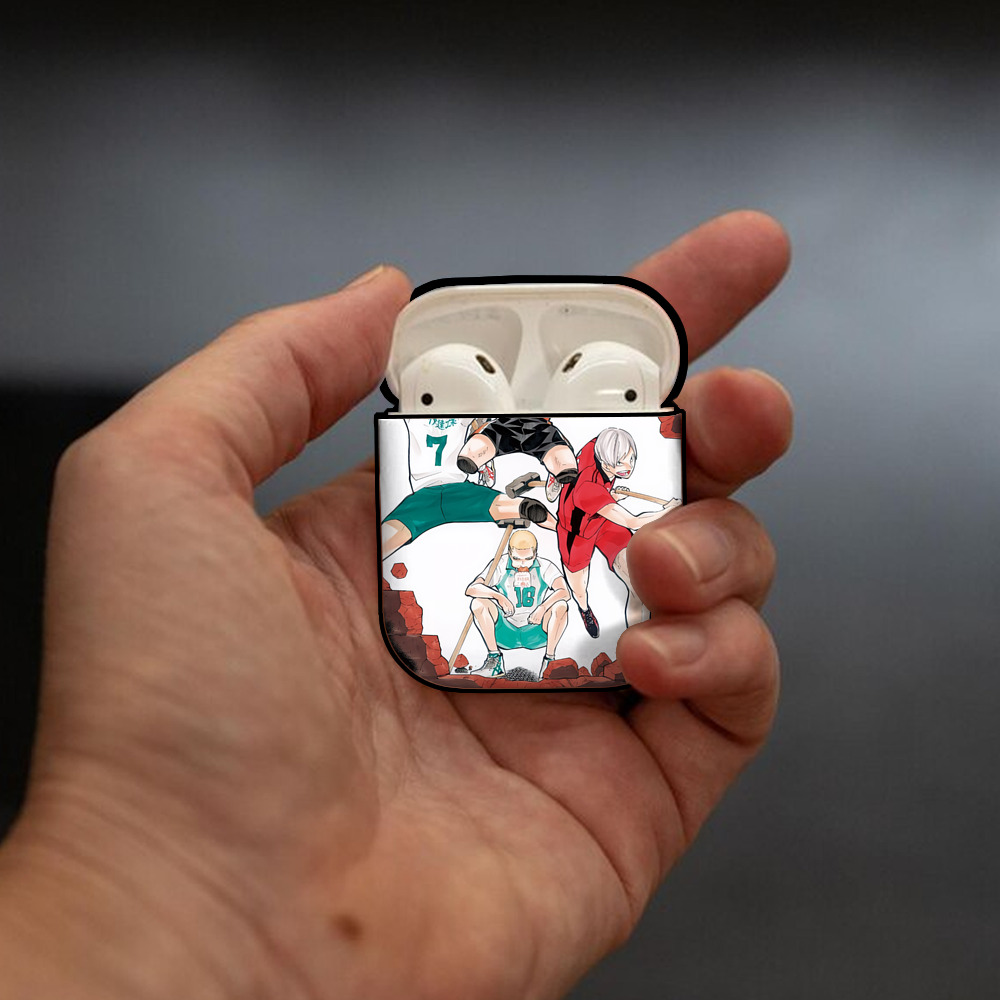 ハイキュー!! Haikyu!! AirPods 第2世代保護ケース ハードシェル ブラック 耐衝撃・防指紋・カラビナ付き