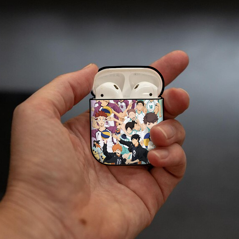 ハイキュー!! Haikyu!! AirPods 第2世代保護ケース ハードシェル ブラック 耐衝撃・防指紋・カラビナ付き