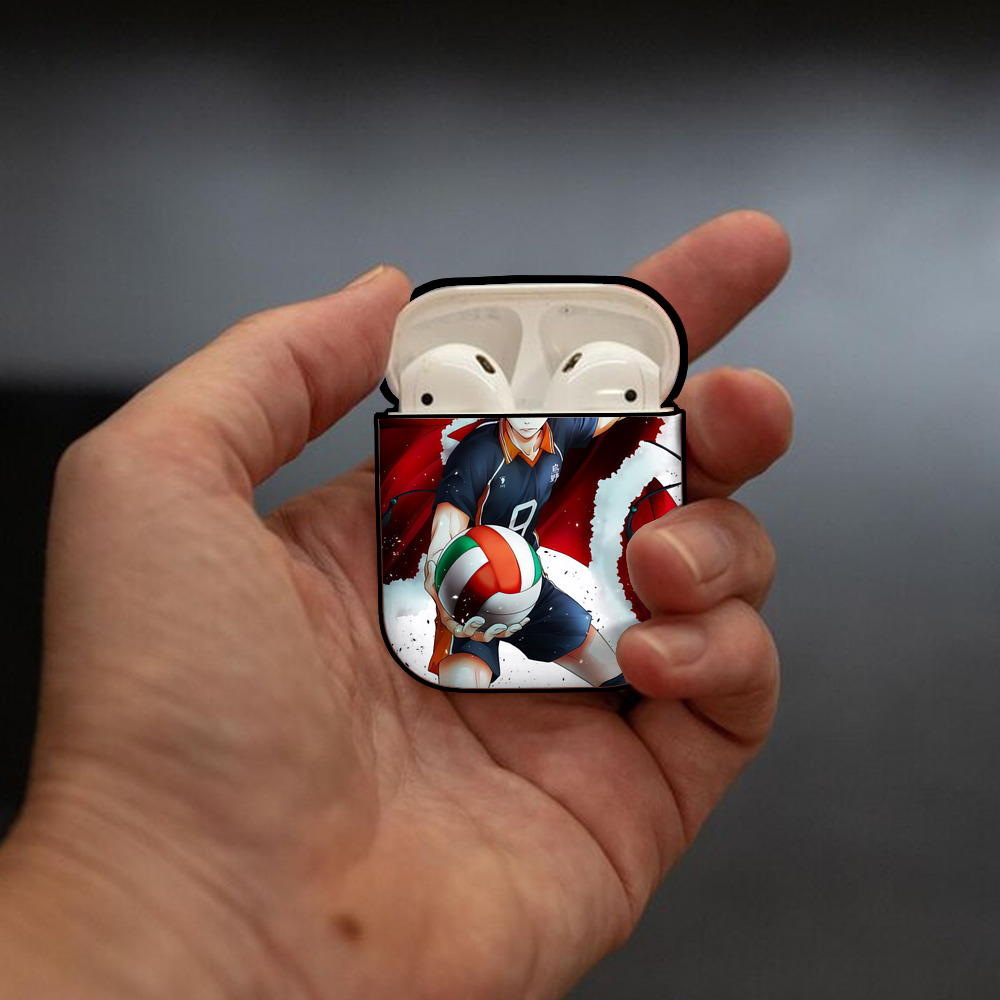 ハイキュー!! Haikyu!! AirPods 第2世代保護ケース ハードシェル ブラック 耐衝撃・防指紋・カラビナ付き