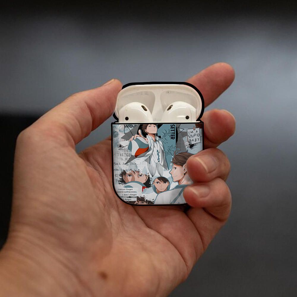 ハイキュー!! Haikyu!! AirPods 第2世代保護ケース ハードシェル ブラック 耐衝撃・防指紋・カラビナ付き