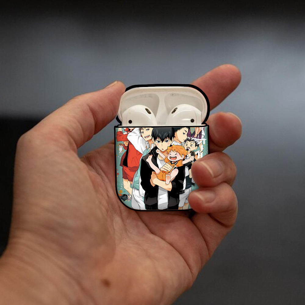 ハイキュー!! Haikyu!! AirPods 第2世代保護ケース ハードシェル ブラック 耐衝撃・防指紋・カラビナ付き
