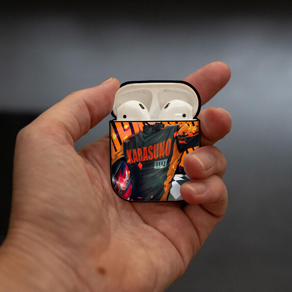 ハイキュー!! Haikyu!! AirPods 第2世代保護ケース ハードシェル ブラック 耐衝撃・防指紋・カラビナ付き