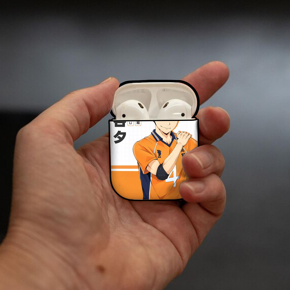 ハイキュー!! Haikyu!! AirPods 第2世代保護ケース ハードシェル ブラック 耐衝撃・防指紋・カラビナ付き