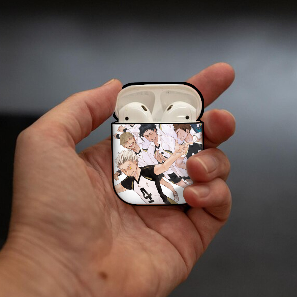 ハイキュー!! Haikyu!! AirPods 第2世代保護ケース ハードシェル ブラック 耐衝撃・防指紋・カラビナ付き
