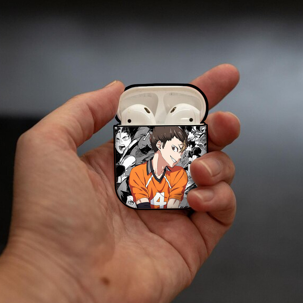 ハイキュー!! Haikyu!! AirPods 第2世代保護ケース ハードシェル ブラック 耐衝撃・防指紋・カラビナ付き