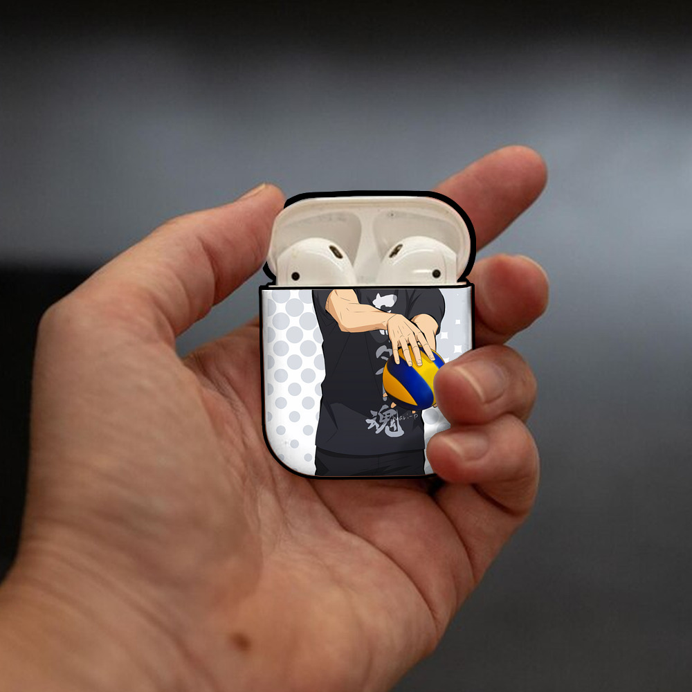 ハイキュー!! Haikyu!! AirPods 第2世代保護ケース ハードシェル ブラック 耐衝撃・防指紋・カラビナ付き