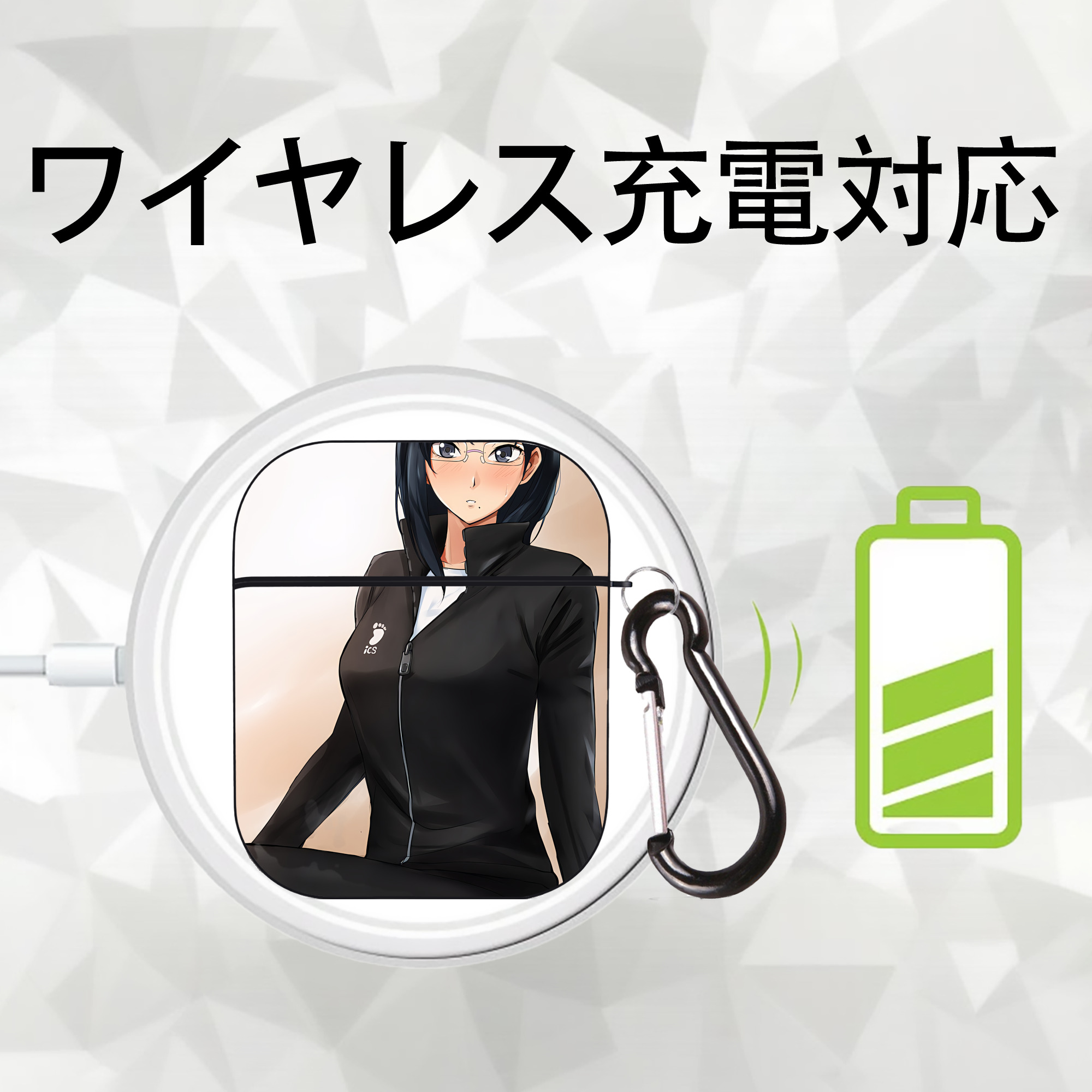 ハイキュー!! Haikyu!! AirPods 第2世代保護ケース ハードシェル ブラック 耐衝撃・防指紋・カラビナ付き