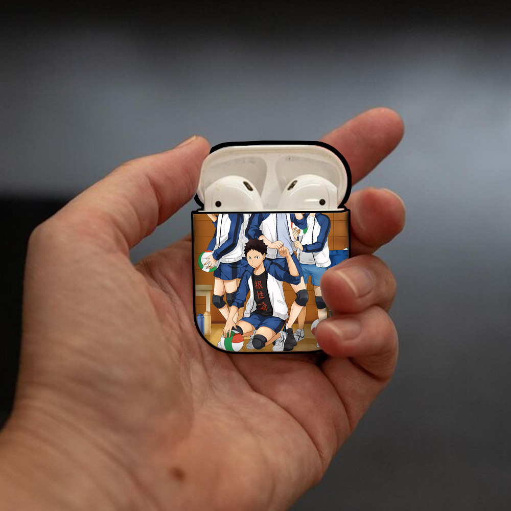 ハイキュー!! Haikyu!! AirPods 第2世代保護ケース ハードシェル ブラック 耐衝撃・防指紋・カラビナ付き