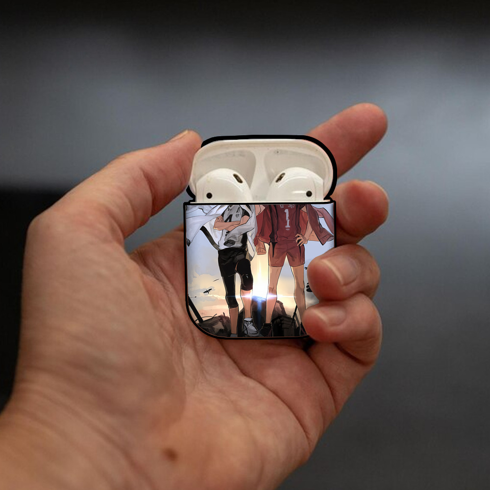 ハイキュー!! Haikyu!! AirPods 第2世代保護ケース ハードシェル ブラック 耐衝撃・防指紋・カラビナ付き