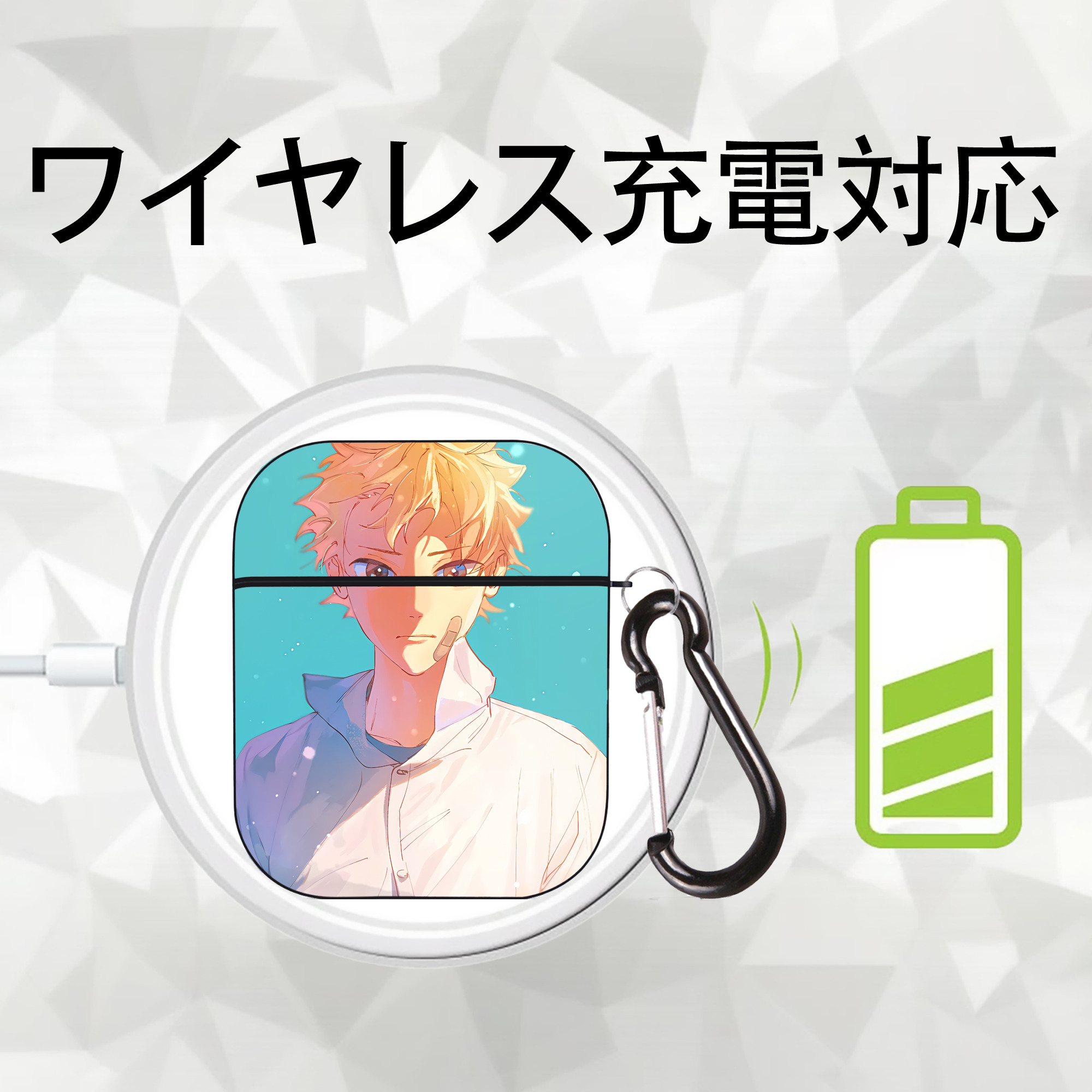 ハイキュー!! Haikyu!! AirPods 第2世代保護ケース ハードシェル ブラック 耐衝撃・防指紋・カラビナ付き