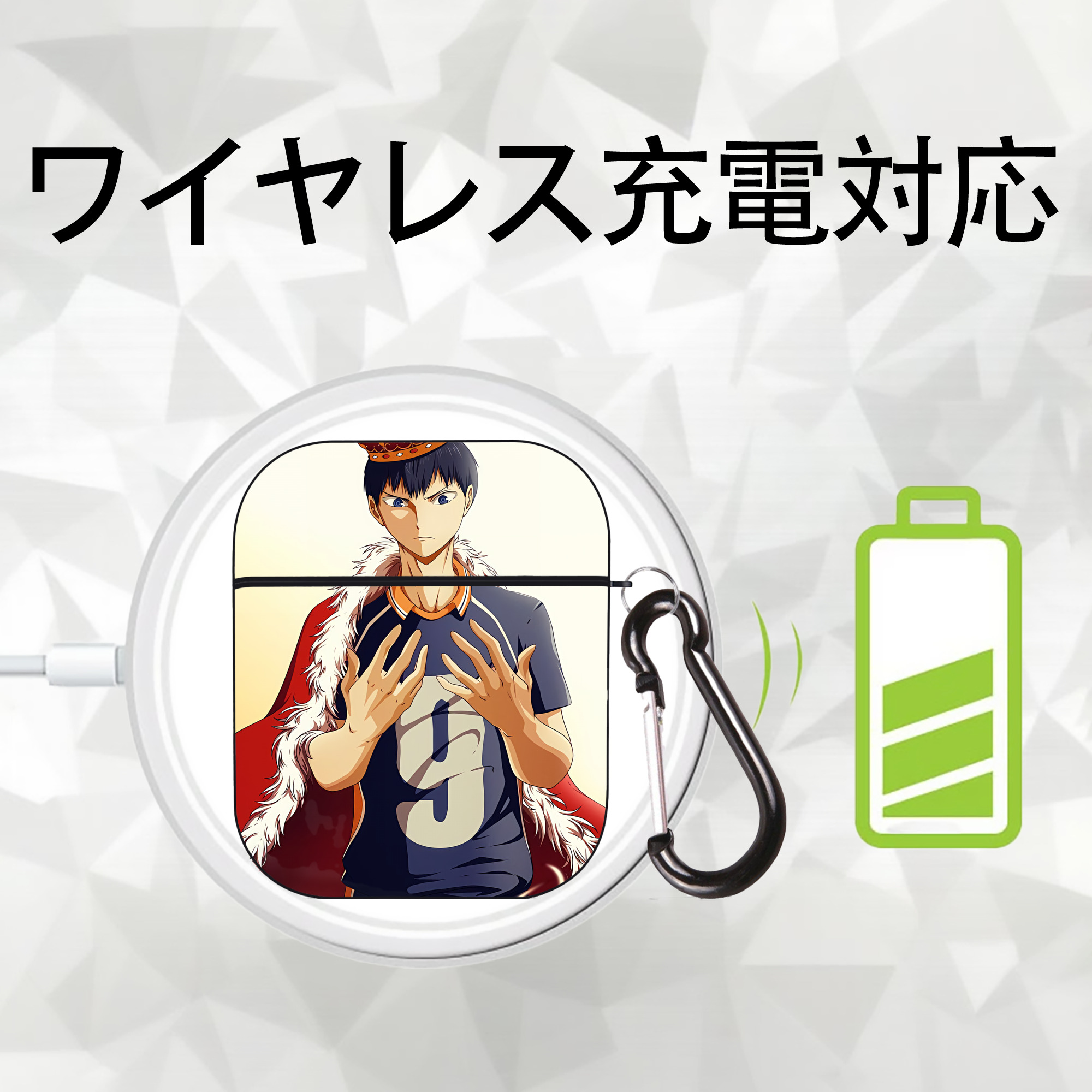 ハイキュー!! Haikyu!! AirPods 第2世代保護ケース ハードシェル ブラック 耐衝撃・防指紋・カラビナ付き