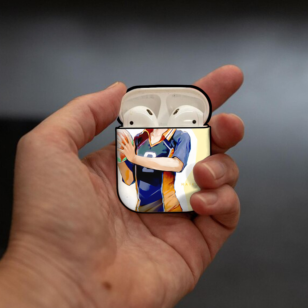 ハイキュー!! Haikyu!! AirPods 第2世代保護ケース ハードシェル ブラック 耐衝撃・防指紋・カラビナ付き