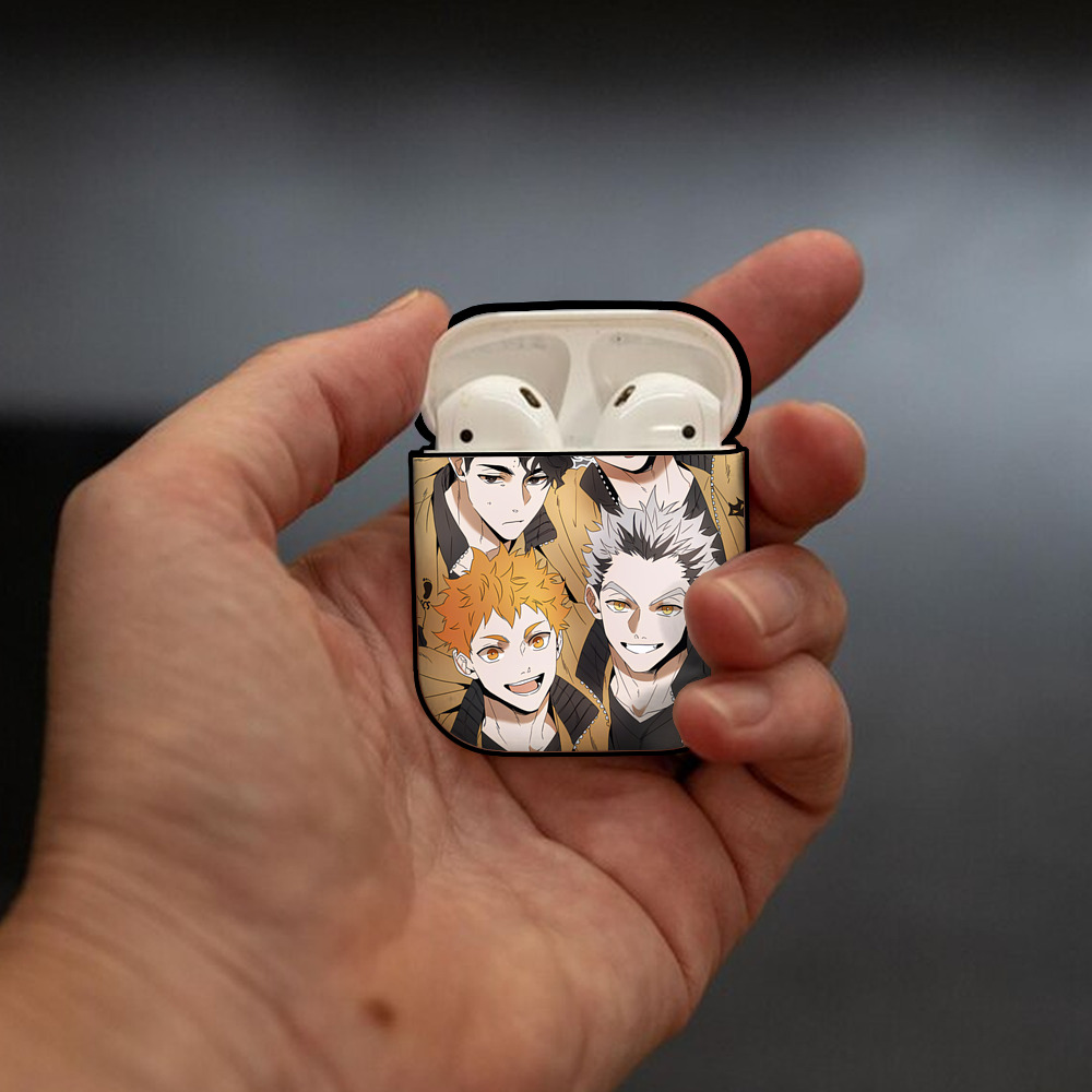 ハイキュー!! Haikyu!! AirPods 第2世代保護ケース ハードシェル ブラック 耐衝撃・防指紋・カラビナ付き