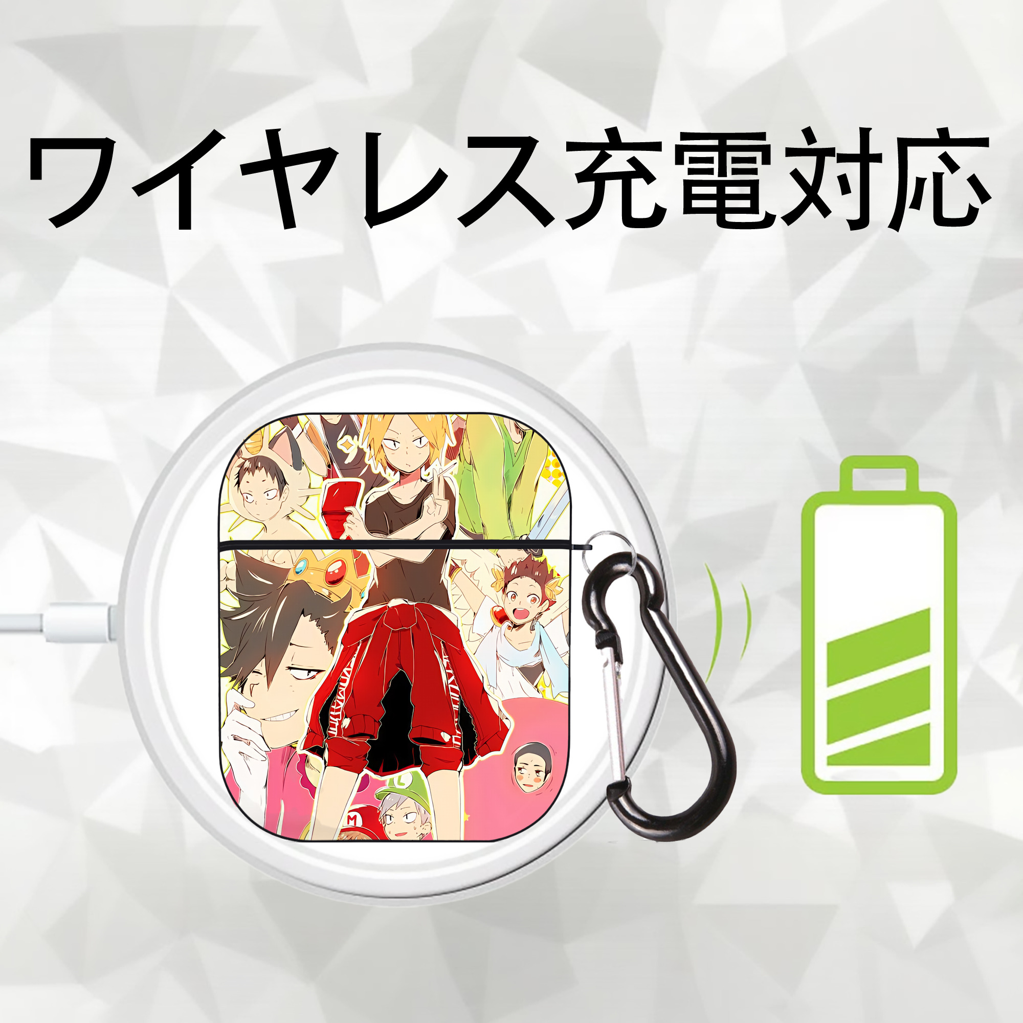 ハイキュー!! Haikyu!! AirPods 第2世代保護ケース ハードシェル ブラック 耐衝撃・防指紋・カラビナ付き
