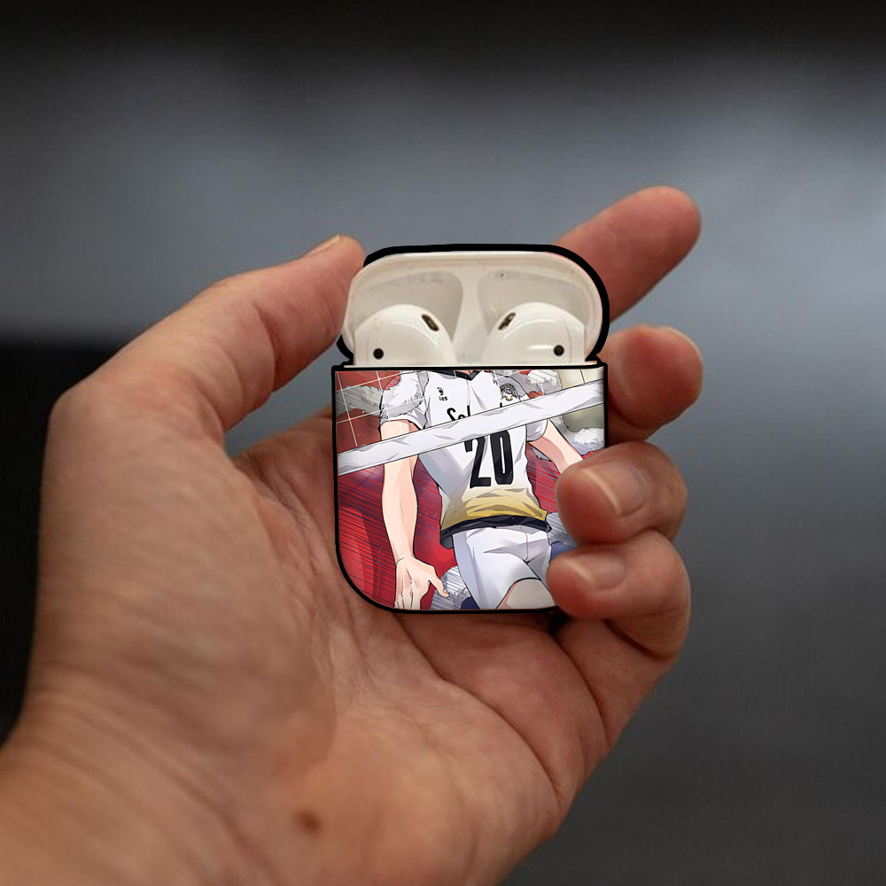 ハイキュー!! Haikyu!! AirPods 第2世代保護ケース ハードシェル ブラック 耐衝撃・防指紋・カラビナ付き