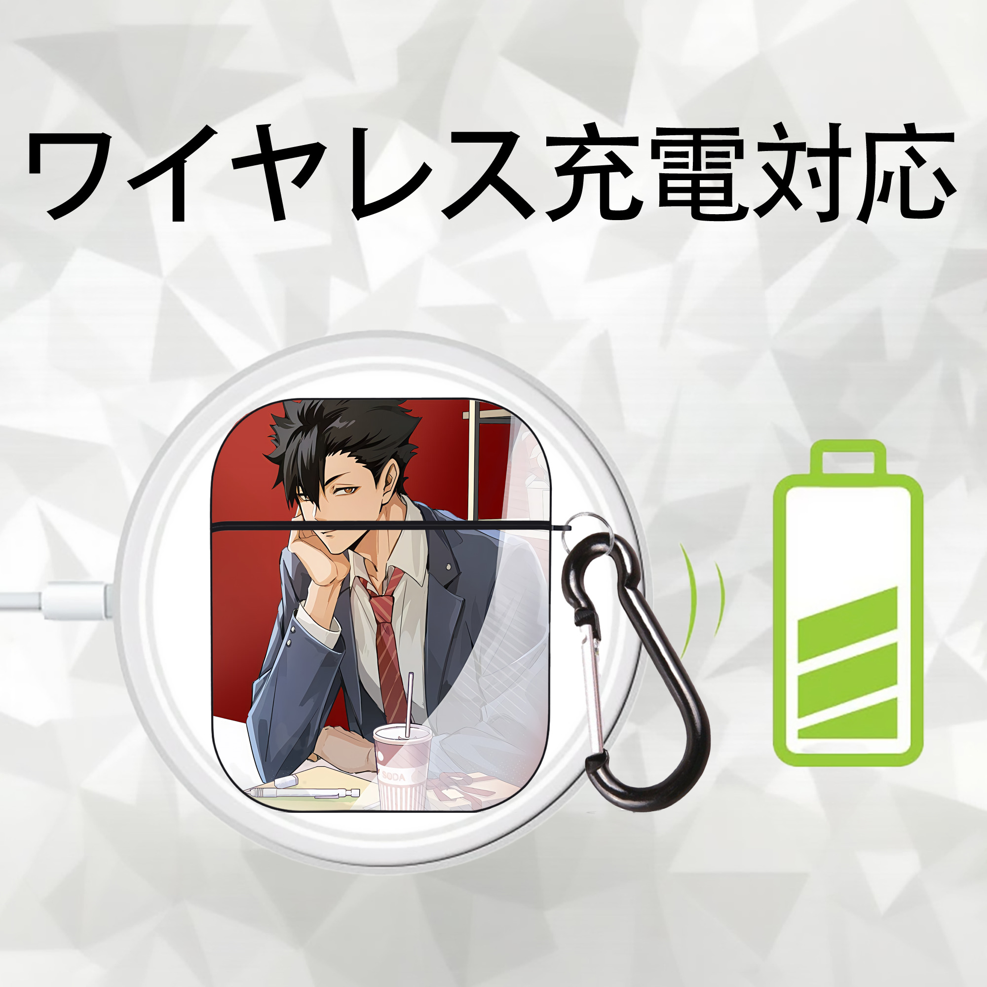 ハイキュー!! Haikyu!! AirPods 第2世代保護ケース ハードシェル ブラック 耐衝撃・防指紋・カラビナ付き