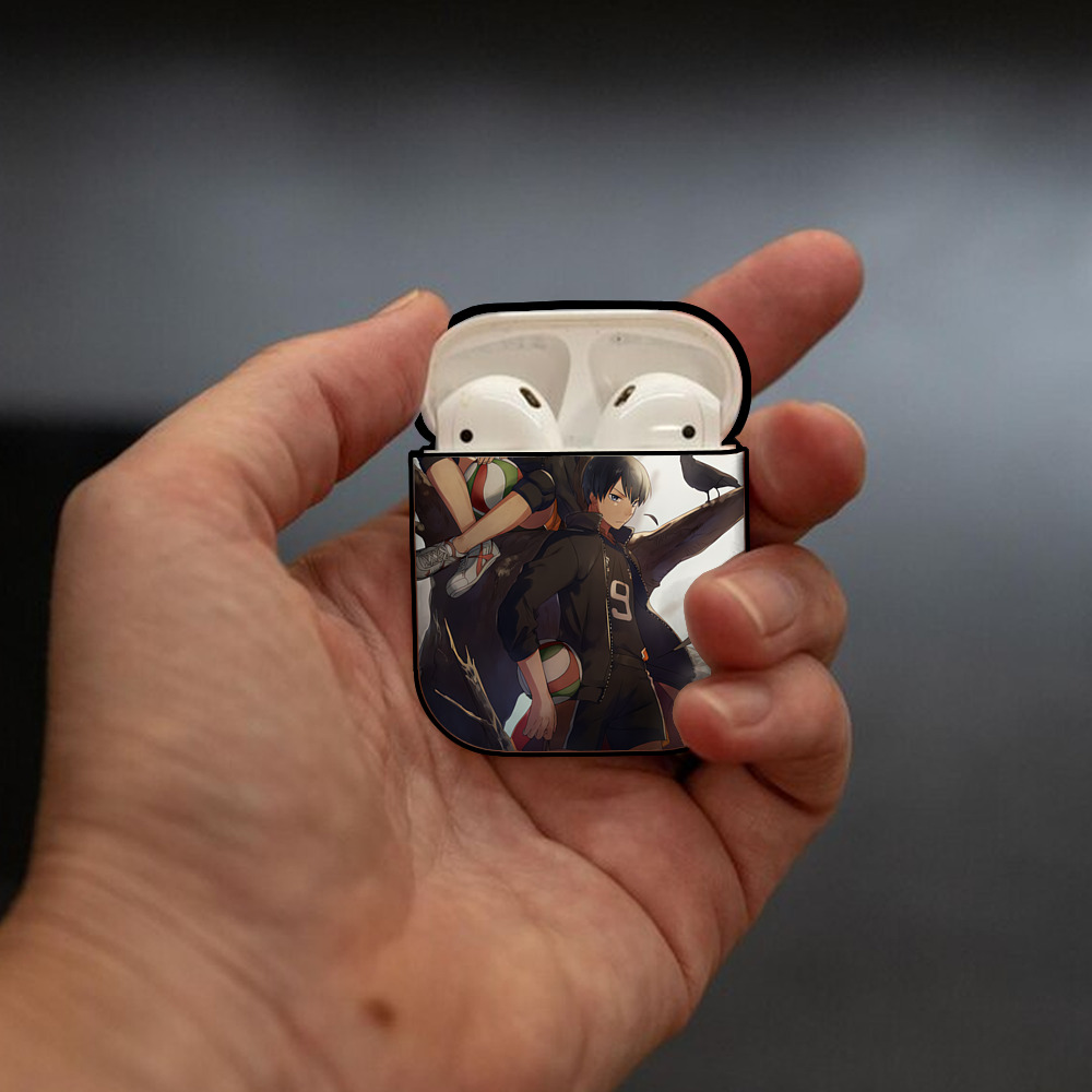 ハイキュー!! Haikyu!! AirPods 第2世代保護ケース ハードシェル ブラック 耐衝撃・防指紋・カラビナ付き