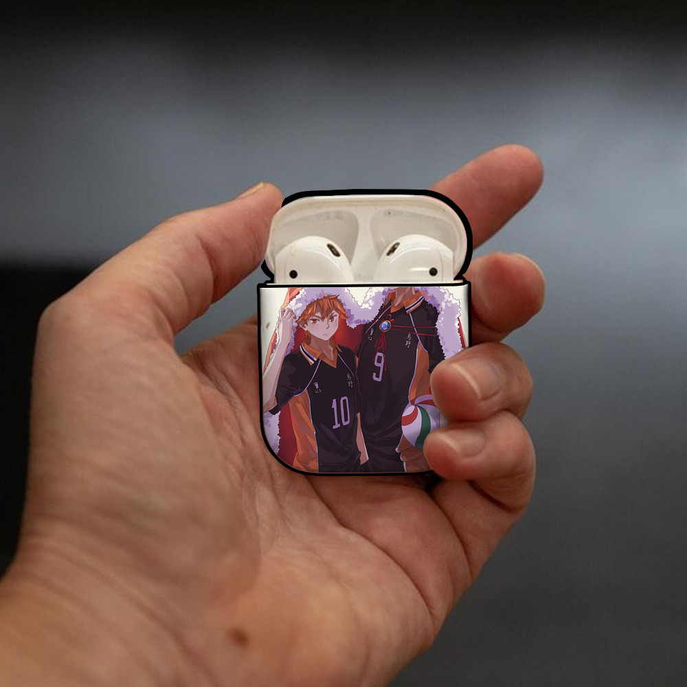 ハイキュー!! Haikyu!! AirPods 第2世代保護ケース ハードシェル ブラック 耐衝撃・防指紋・カラビナ付き