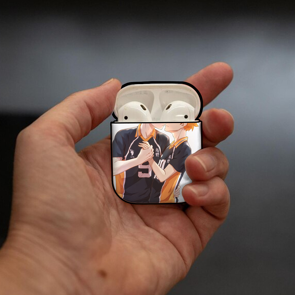 ハイキュー!! Haikyu!! AirPods 第2世代保護ケース ハードシェル ブラック 耐衝撃・防指紋・カラビナ付き