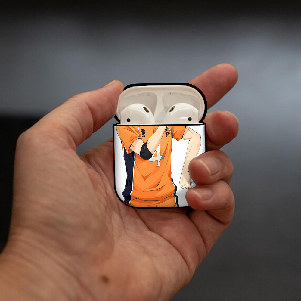 ハイキュー!! Haikyu!! AirPods 第2世代保護ケース ハードシェル ブラック 耐衝撃・防指紋・カラビナ付き