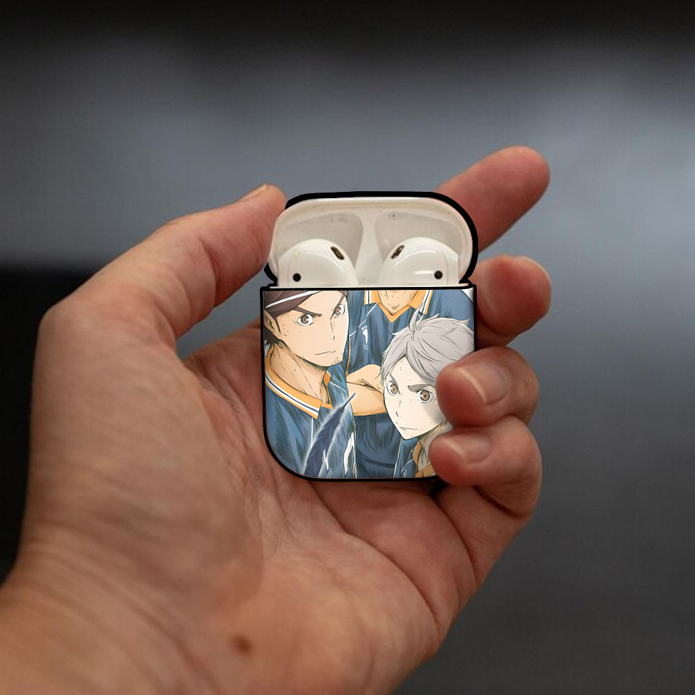 ハイキュー!! Haikyu!! AirPods 第2世代保護ケース ハードシェル ブラック 耐衝撃・防指紋・カラビナ付き
