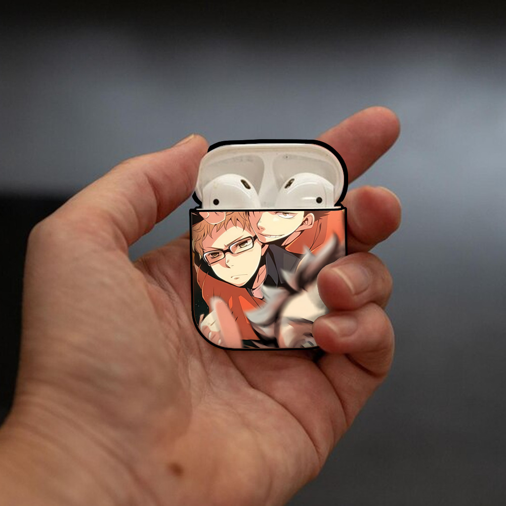 ハイキュー!! Haikyu!! AirPods 第2世代保護ケース ハードシェル ブラック 耐衝撃・防指紋・カラビナ付き