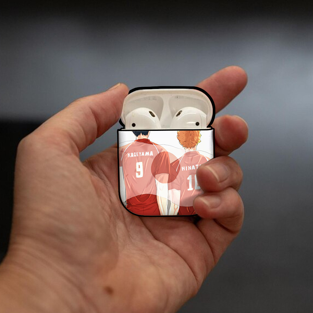 ハイキュー!! Haikyu!! AirPods 第2世代保護ケース ハードシェル ブラック 耐衝撃・防指紋・カラビナ付き