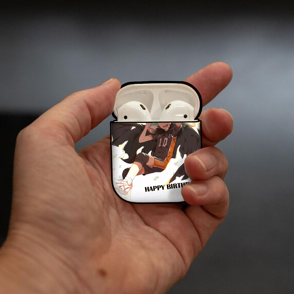 ハイキュー!! Haikyu!! AirPods 第2世代保護ケース ハードシェル ブラック 耐衝撃・防指紋・カラビナ付き