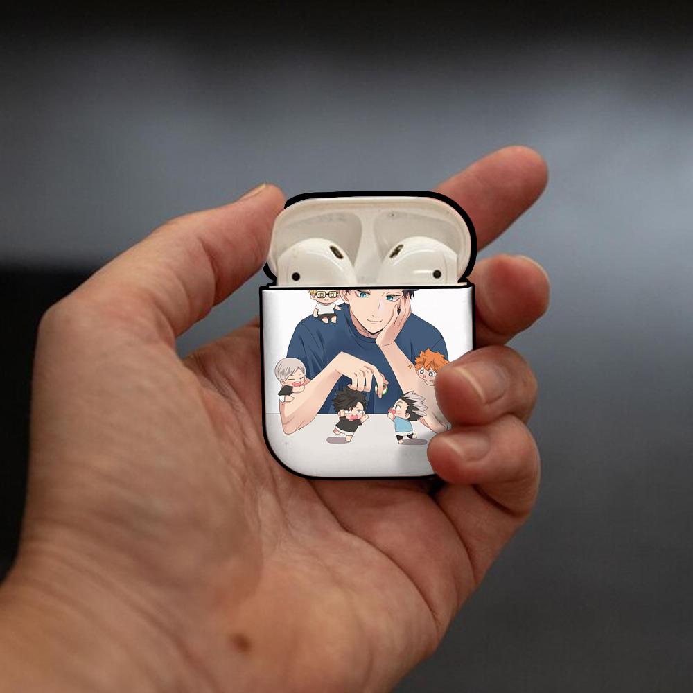 ハイキュー!! Haikyu!! AirPods 第2世代保護ケース ハードシェル ブラック 耐衝撃・防指紋・カラビナ付き