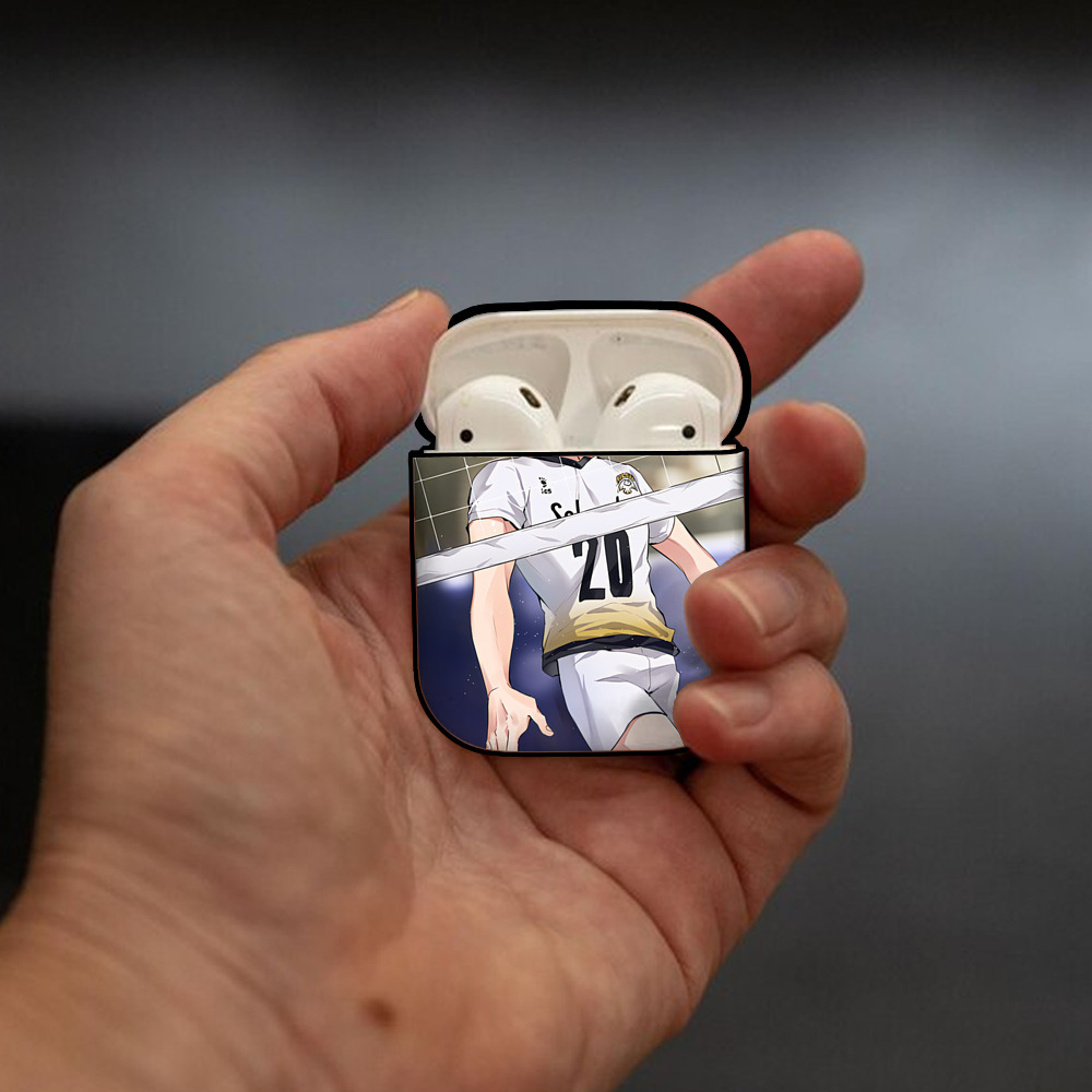 ハイキュー!! Haikyu!! AirPods 第2世代保護ケース ハードシェル ブラック 耐衝撃・防指紋・カラビナ付き