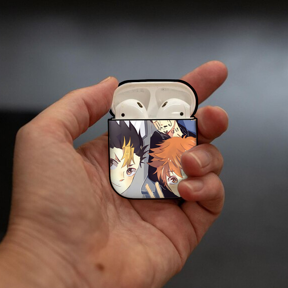 ハイキュー!! Haikyu!! AirPods 第2世代保護ケース ハードシェル ブラック 耐衝撃・防指紋・カラビナ付き
