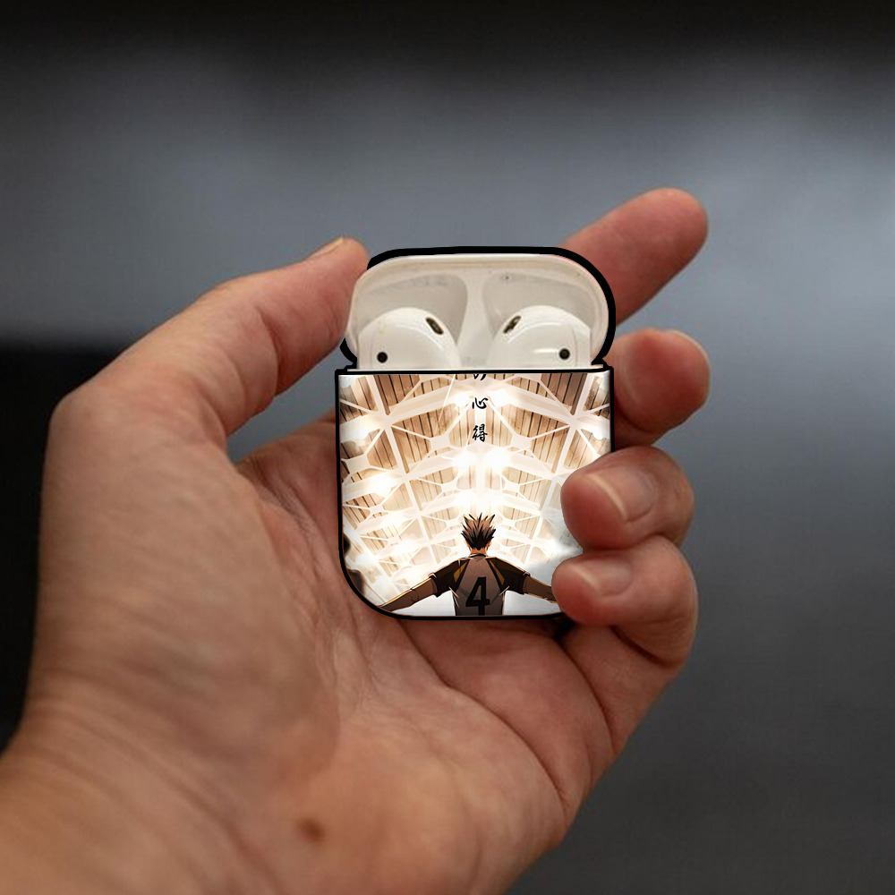 ハイキュー!! Haikyu!! AirPods 第2世代保護ケース ハードシェル ブラック 耐衝撃・防指紋・カラビナ付き