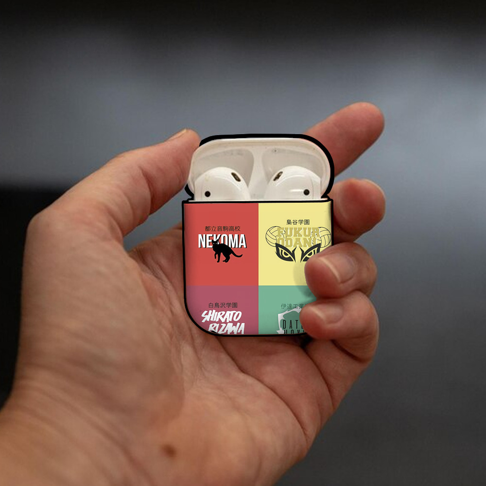 ハイキュー!! Haikyu!! AirPods 第2世代保護ケース ハードシェル ブラック 耐衝撃・防指紋・カラビナ付き