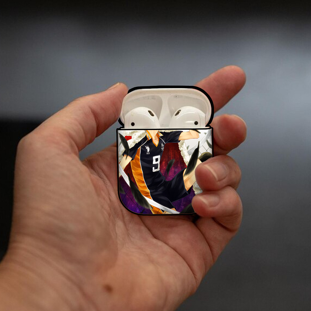 ハイキュー!! Haikyu!! AirPods 第2世代保護ケース ハードシェル ブラック 耐衝撃・防指紋・カラビナ付き