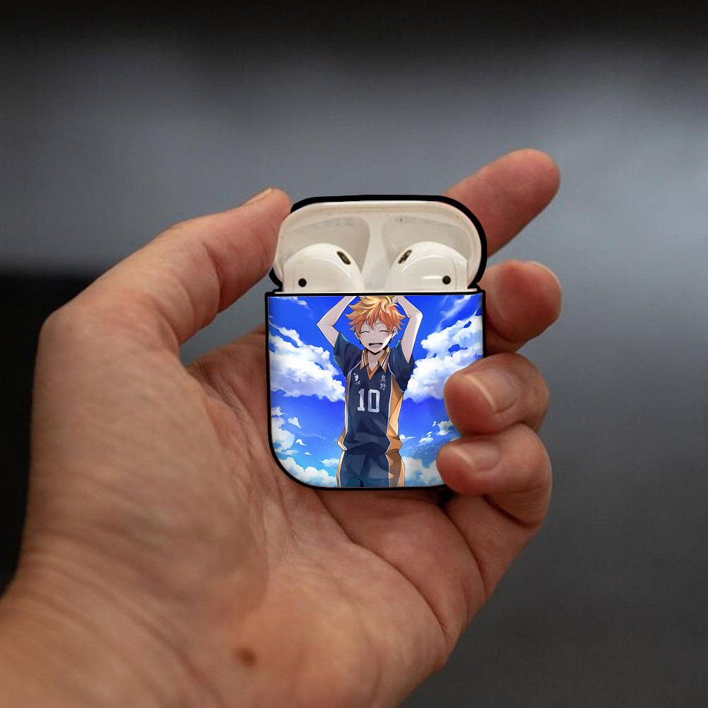 ハイキュー!! Haikyu!! AirPods 第2世代保護ケース ハードシェル ブラック 耐衝撃・防指紋・カラビナ付き