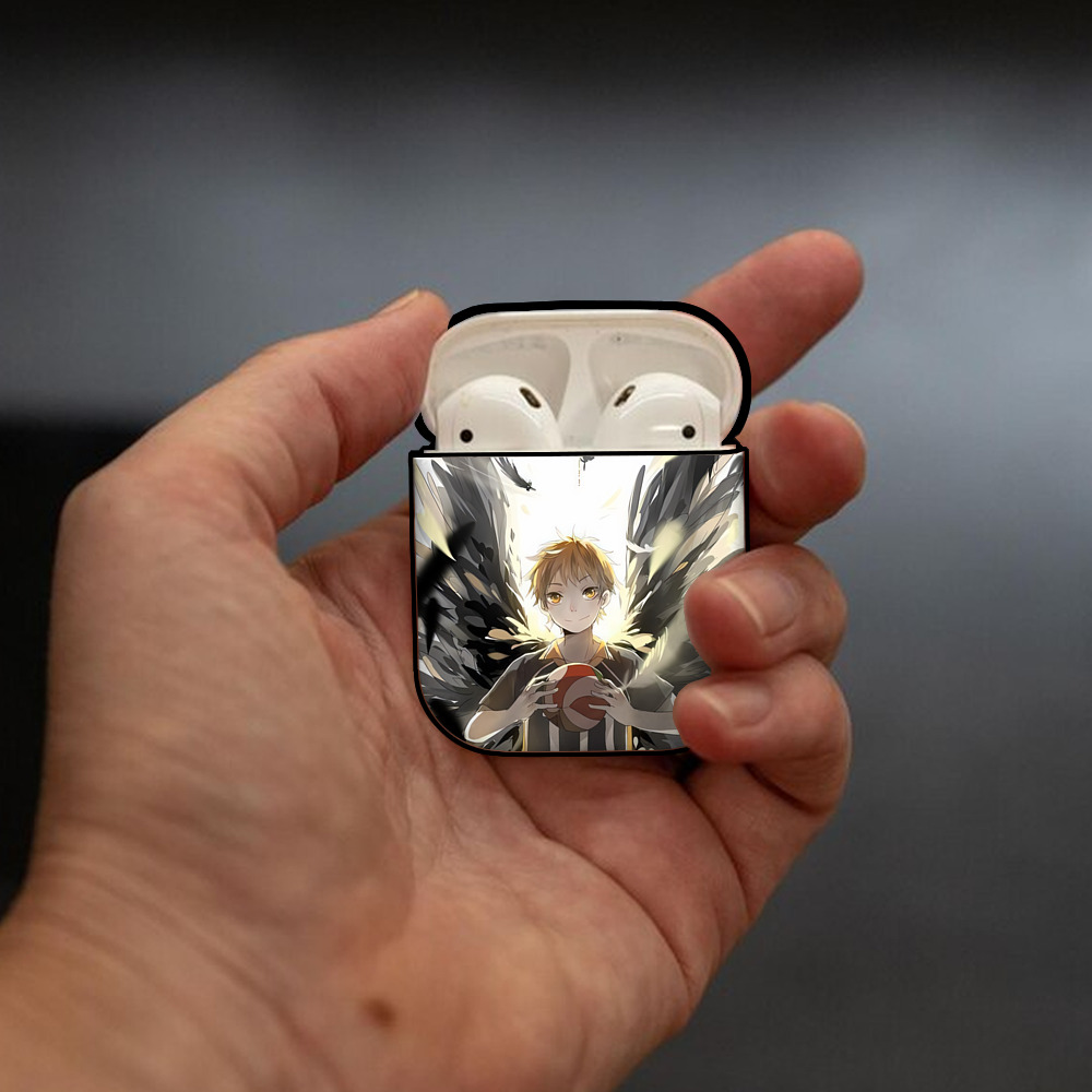 ハイキュー!! Haikyu!! AirPods 第2世代保護ケース ハードシェル ブラック 耐衝撃・防指紋・カラビナ付き
