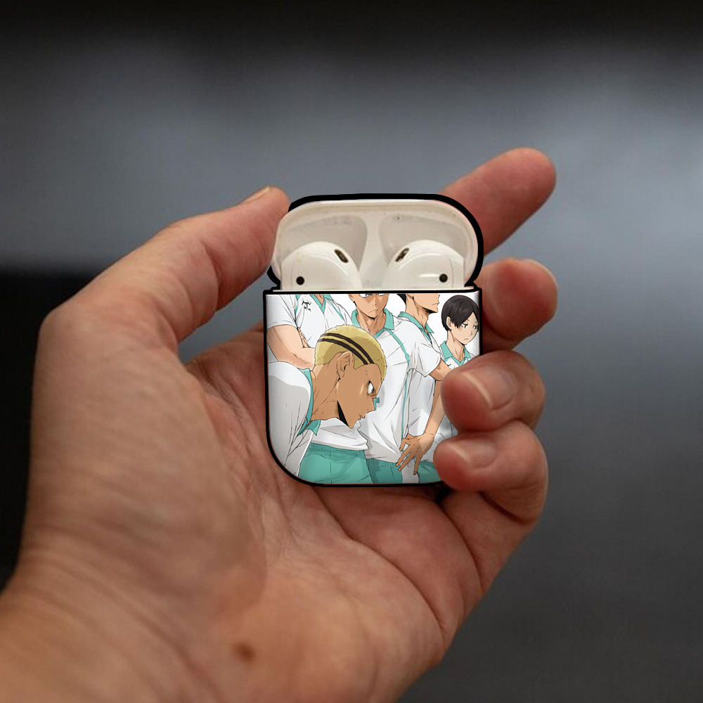 ハイキュー!! Haikyu!! AirPods 第2世代保護ケース ハードシェル ブラック 耐衝撃・防指紋・カラビナ付き