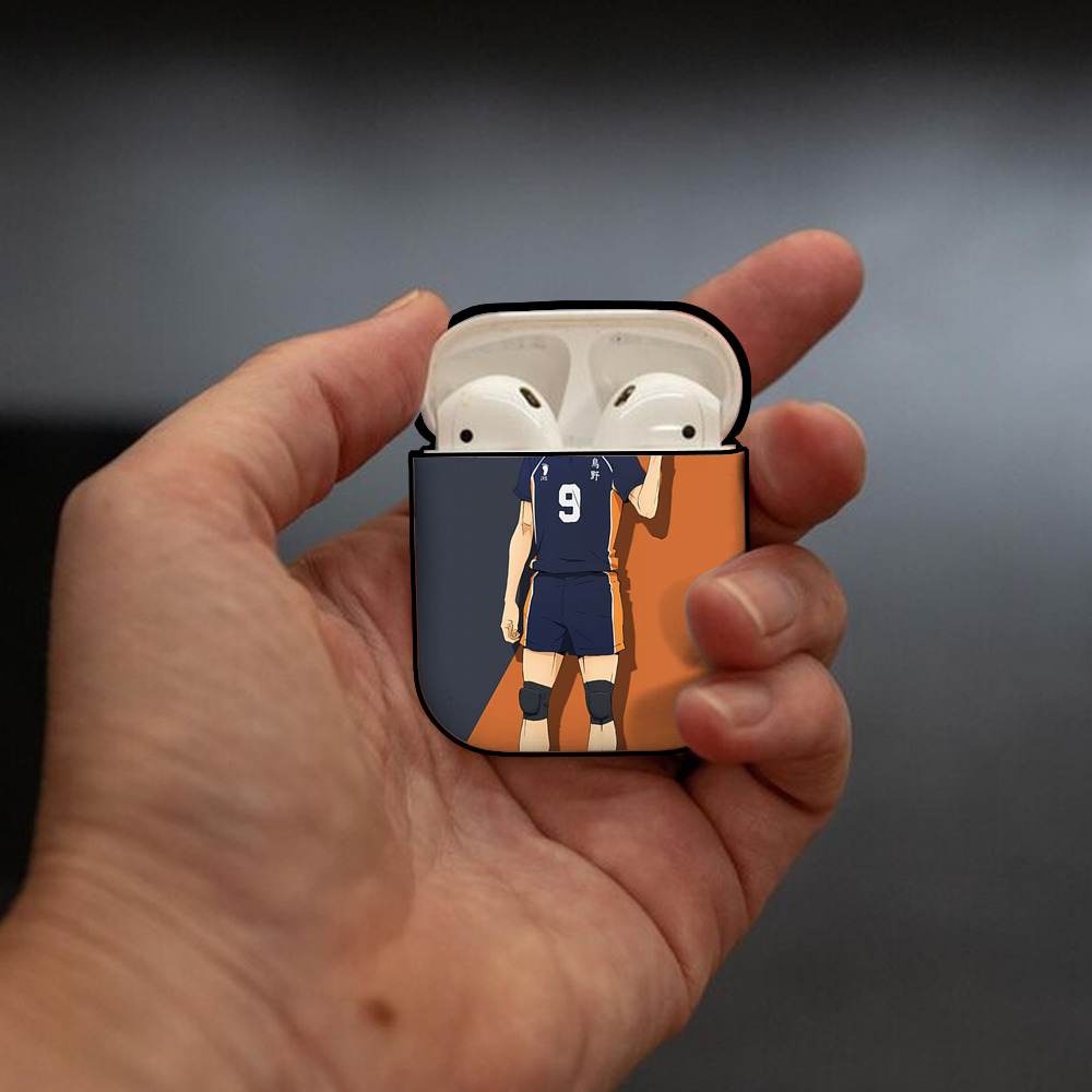 ハイキュー!! Haikyu!! AirPods 第2世代保護ケース ハードシェル ブラック 耐衝撃・防指紋・カラビナ付き