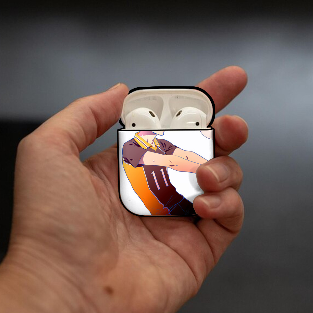 ハイキュー!! Haikyu!! AirPods 第2世代保護ケース ハードシェル ブラック 耐衝撃・防指紋・カラビナ付き