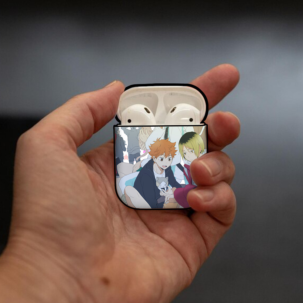 ハイキュー!! Haikyu!! AirPods 第2世代保護ケース ハードシェル ブラック 耐衝撃・防指紋・カラビナ付き