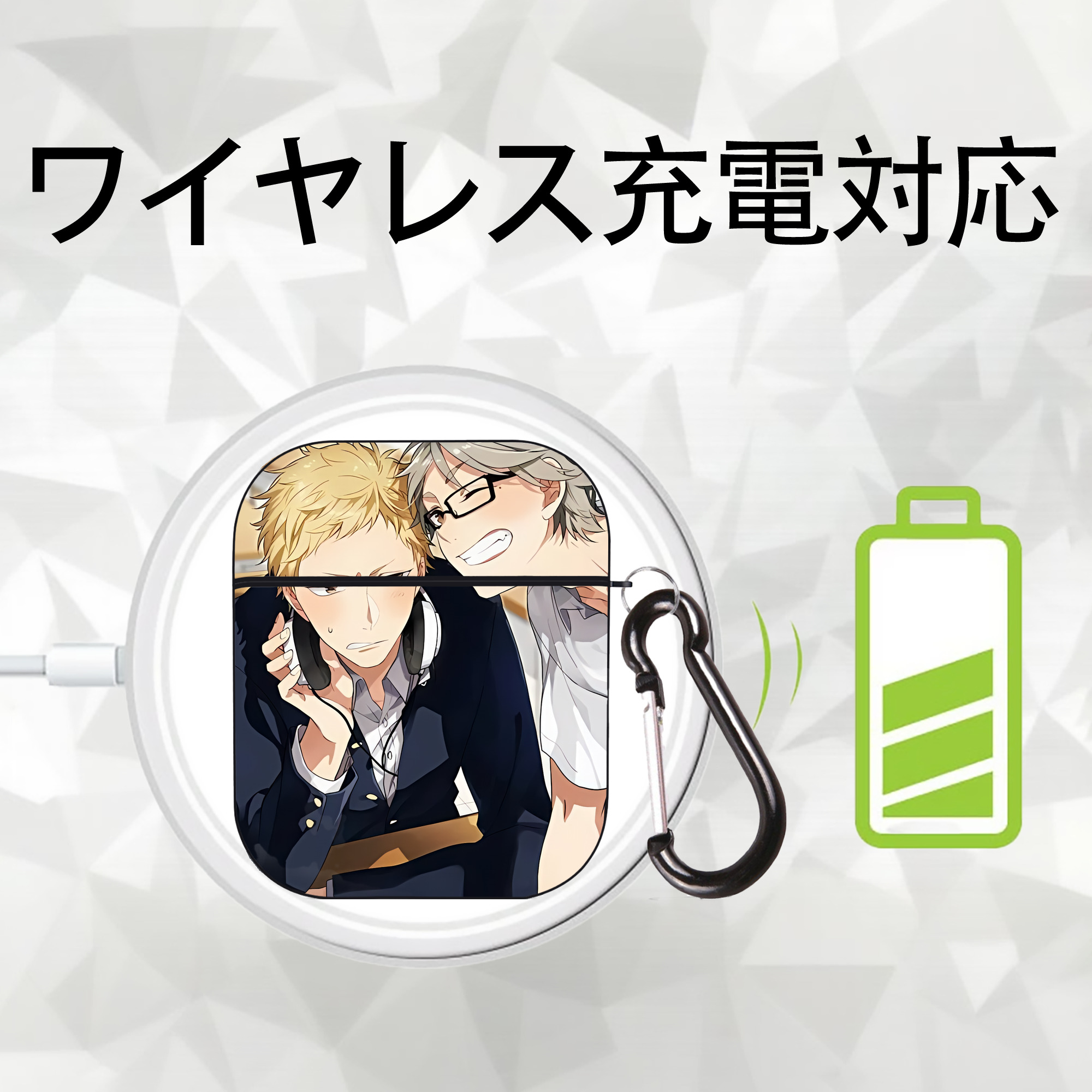ハイキュー!! Haikyu!! AirPods 第2世代保護ケース ハードシェル ブラック 耐衝撃・防指紋・カラビナ付き