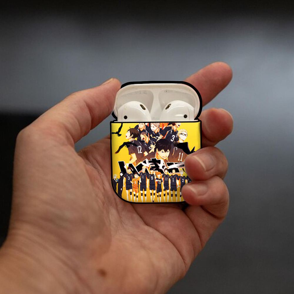 ハイキュー!! Haikyu!! AirPods 第2世代保護ケース ハードシェル ブラック 耐衝撃・防指紋・カラビナ付き